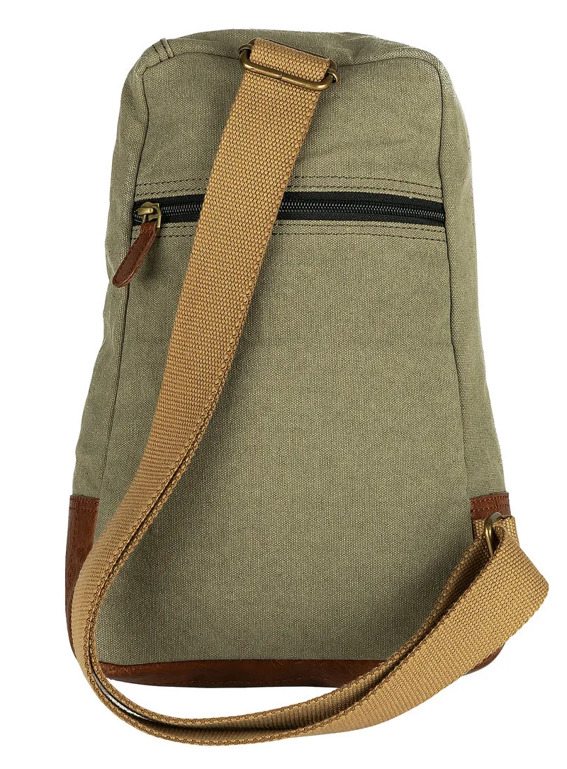 Mona B Upcycled Canvas Messenger Crossbody Bag with Stylish Design for Men and Women: Wanderer