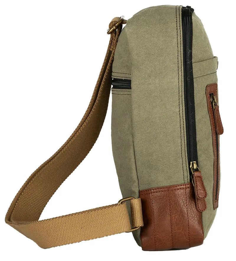 Mona B Upcycled Canvas Messenger Crossbody Bag with Stylish Design for Men and Women: Wanderer