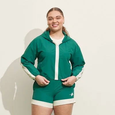 New - Prince Pickleball Women's Woven Zip-Front Hooded Jacket - Green XXL