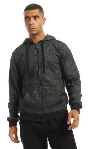 O155660 Black Hooded Zip-Through Sweatshirt