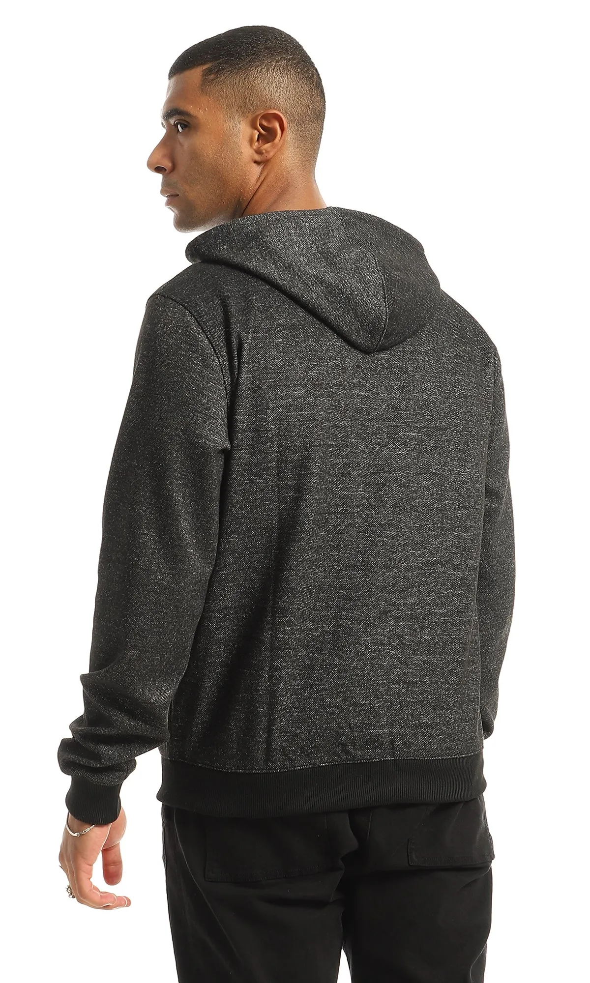 O155660 Black Hooded Zip-Through Sweatshirt