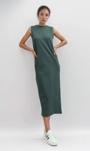 O198524 Dark Khaki Slip On Sleeveless Summer Maxi Dress