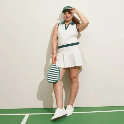 Open Box Prince Pickleball Women's Collared Pleated Dress - White M