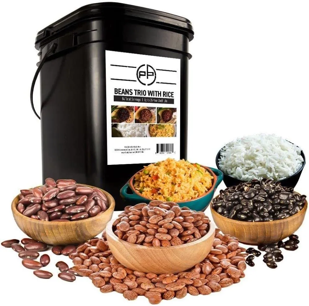 Patriot Pantry - Beans Trio with Rice Emergency Food Kit - 100 Servings