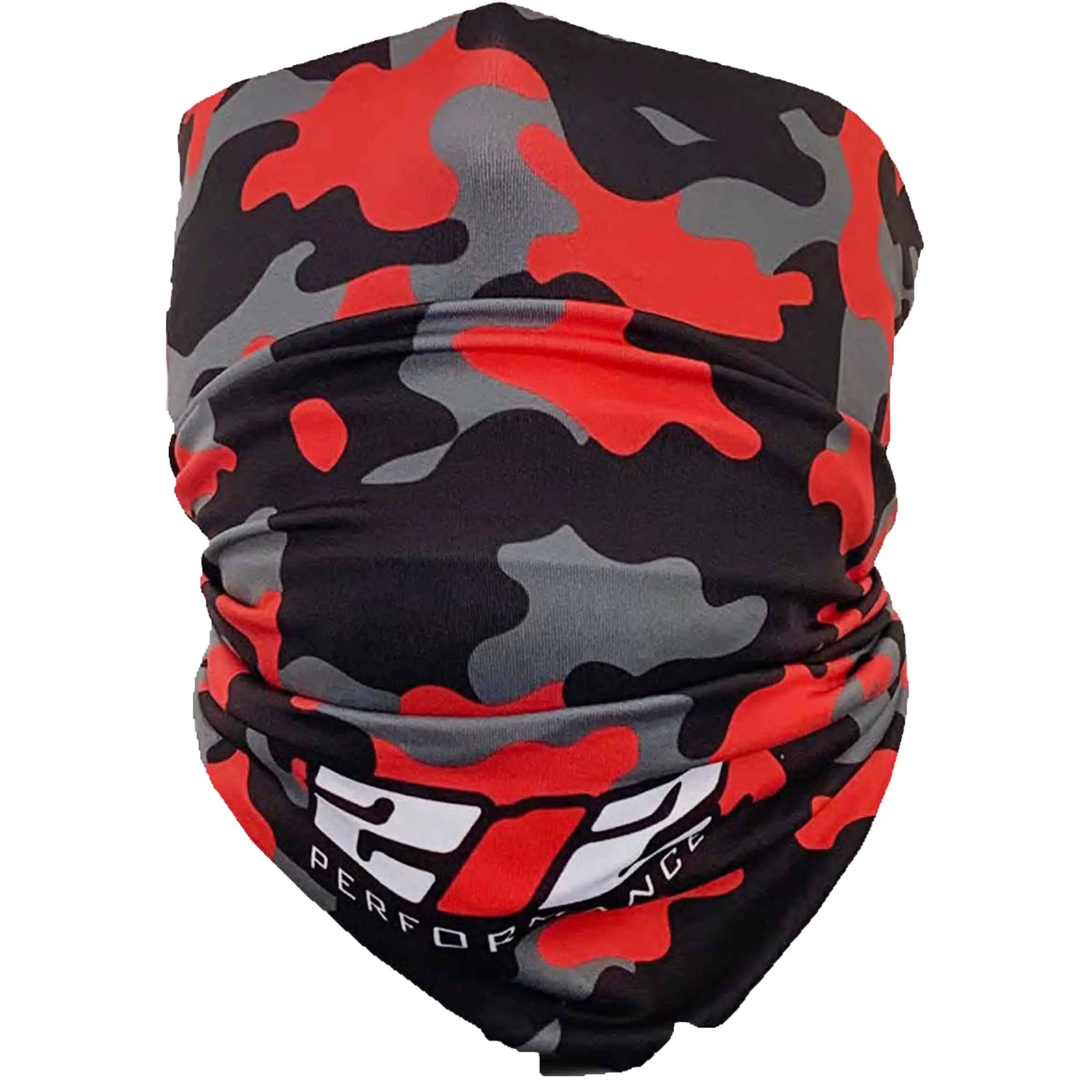 Protective Neck Gaiter and Particulate Filtering Face Cover in Red / Grey / Black Camo