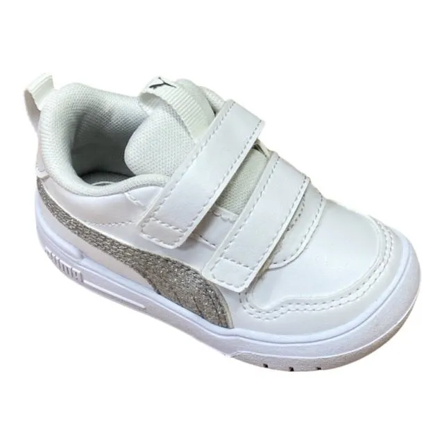 Puma scarpa sneakers da bambina Multiflex Glitz V 384886-01 bianco-argento