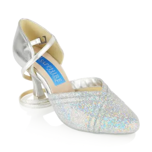 Ray Rose Geranium White-Silver Lustre Ladies Ballroom Dance Shoe with Adjustable Hook Buckle