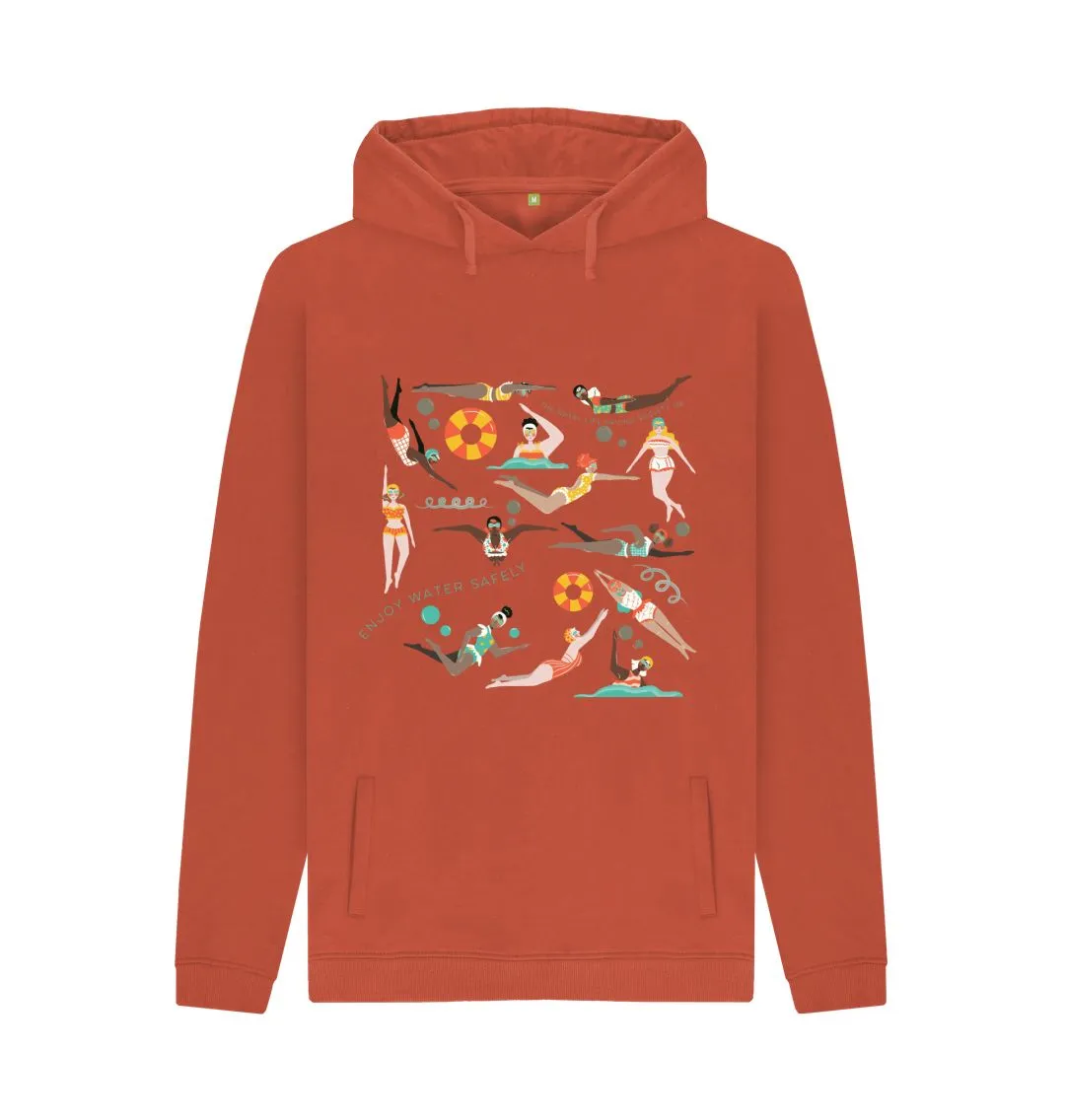 RLSS UK | Swimming Ladies Design Men's Hoodie | 100% Organic Cotton Hooded Sweatshirt