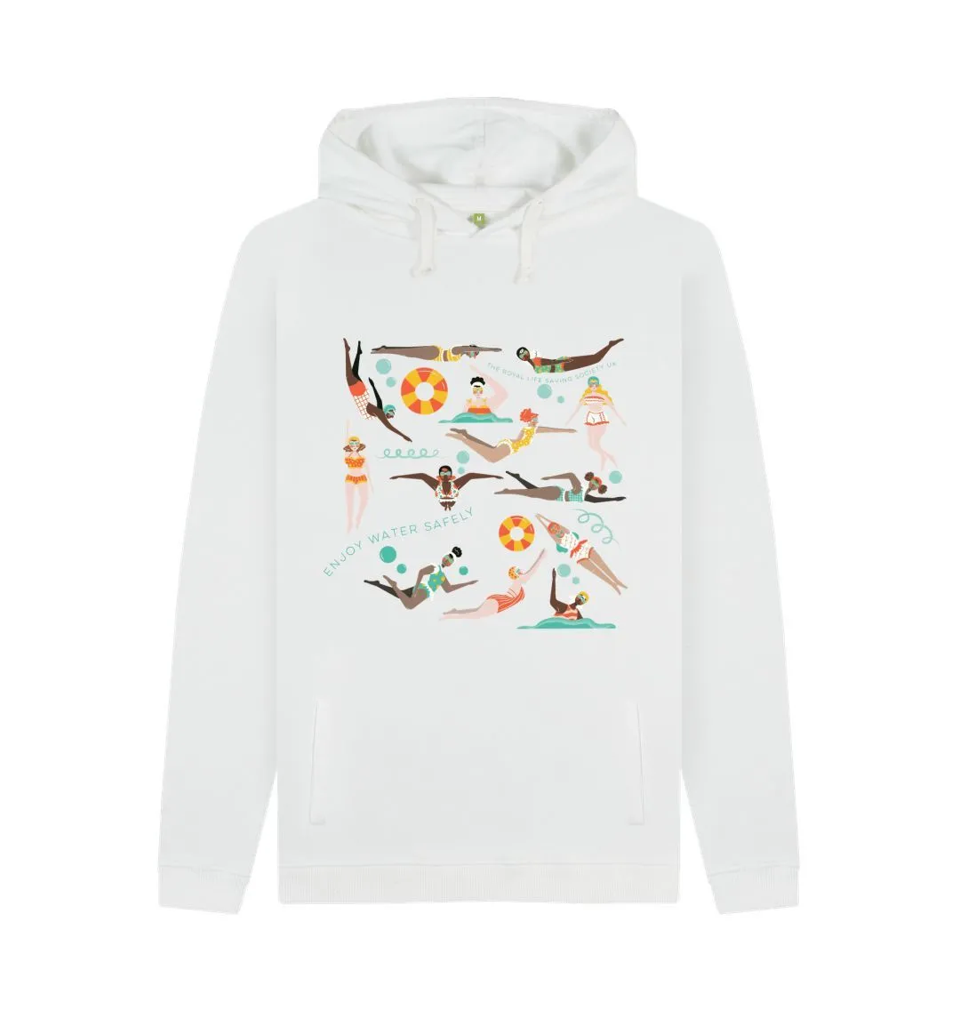 RLSS UK | Swimming Ladies Design Men's Hoodie | 100% Organic Cotton Hooded Sweatshirt