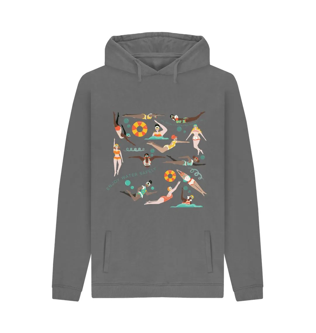 RLSS UK | Swimming Ladies Design Men's Hoodie | 100% Organic Cotton Hooded Sweatshirt