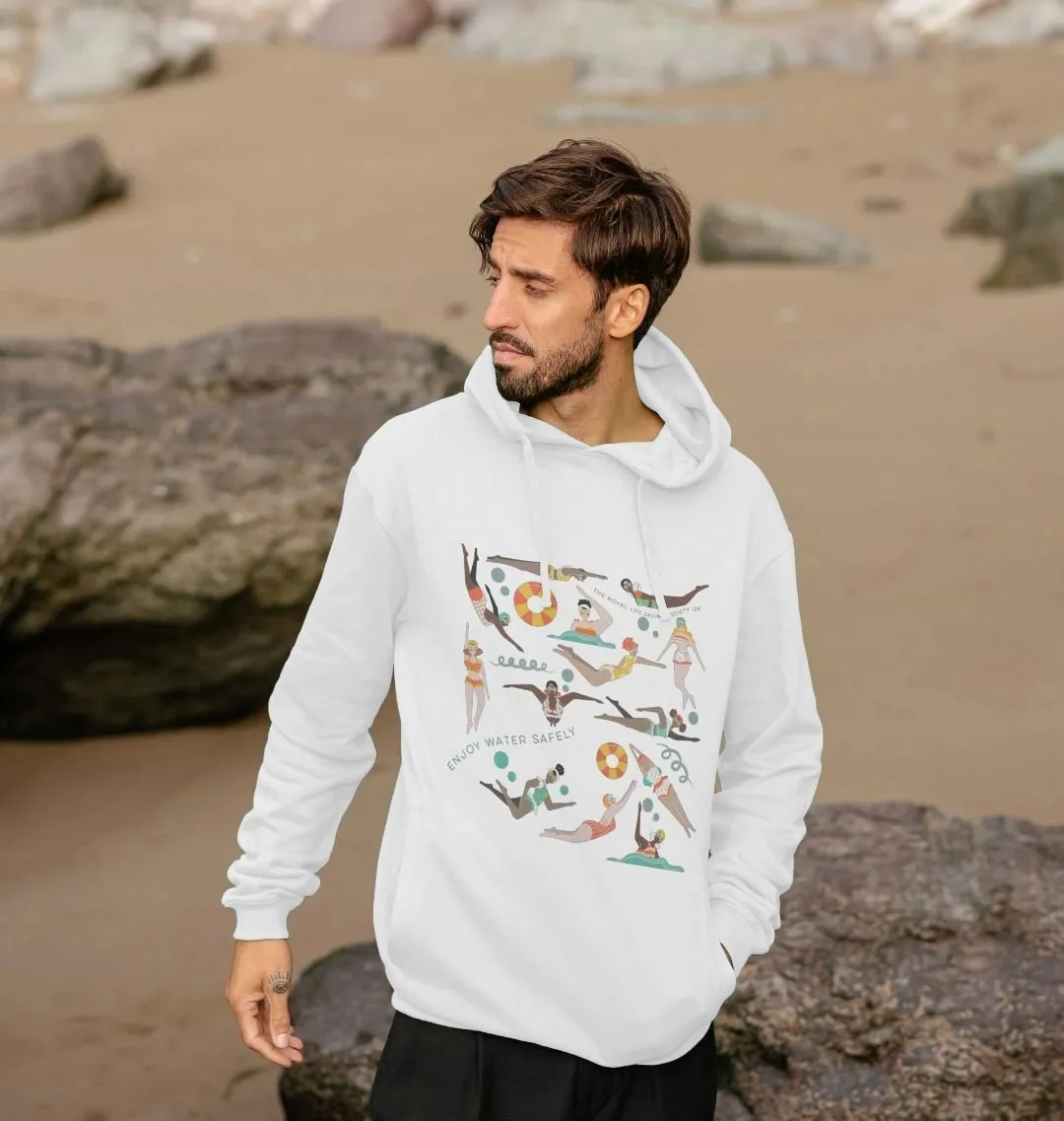 RLSS UK | Swimming Ladies Design Men's Hoodie | 100% Organic Cotton Hooded Sweatshirt