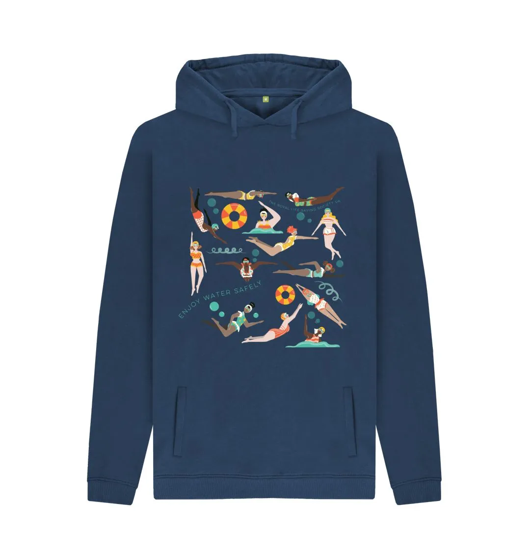 RLSS UK | Swimming Ladies Design Men's Hoodie | 100% Organic Cotton Hooded Sweatshirt