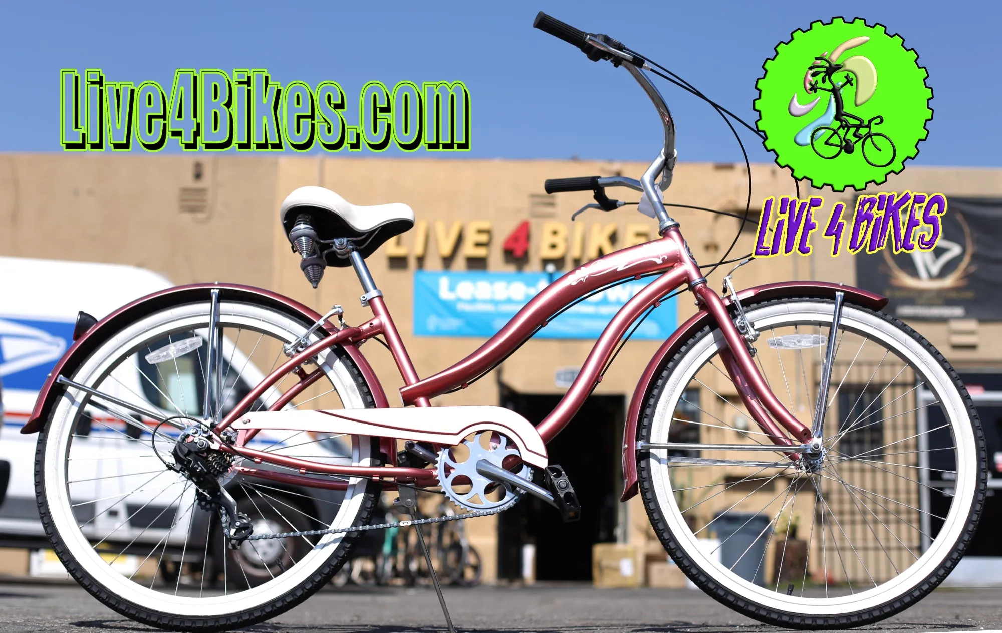 Rose Gold Women Beach Cruiser 7 speed Rover 7sp  -Live4bikes