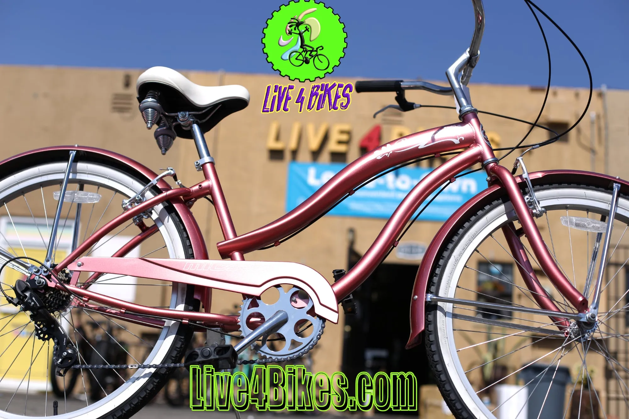 Rose Gold Women Beach Cruiser 7 speed Rover 7sp  -Live4bikes