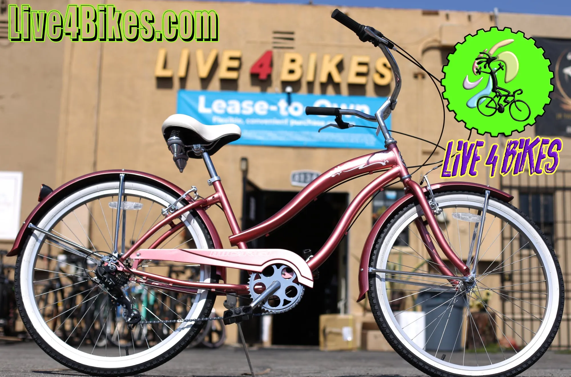 Rose Gold Women Beach Cruiser 7 speed Rover 7sp  -Live4bikes