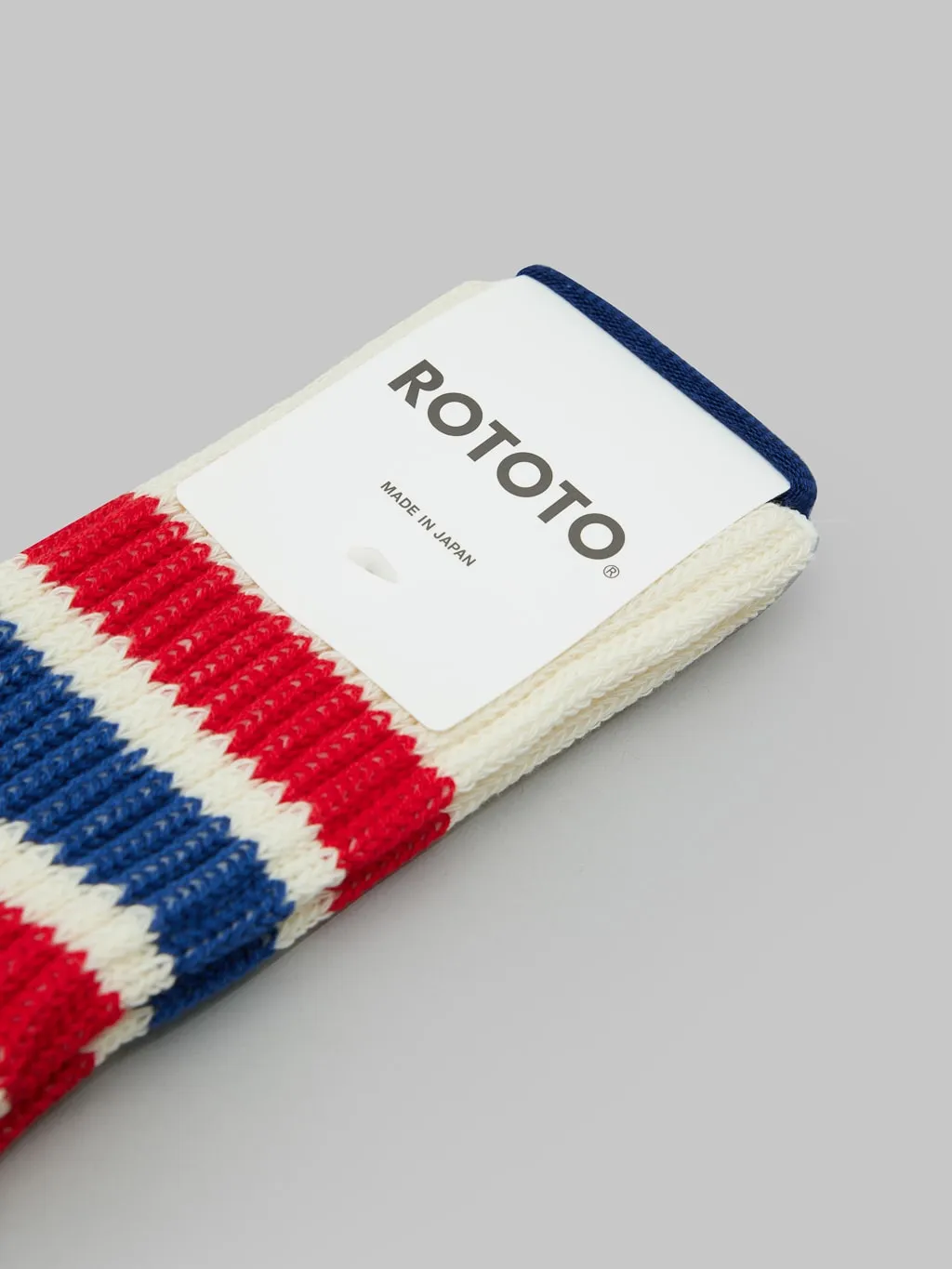 ROTOTO Coarse Ribbed Oldschool Crew Socks Chili Red/Blue