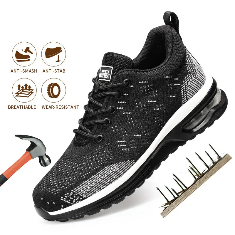 Steel Toe Shoes for Men Women Work Shoes for Men Lightweight Comfortable Safety Wide Indestructible Construction Black Breathable Steel Toe Tennis Shoes