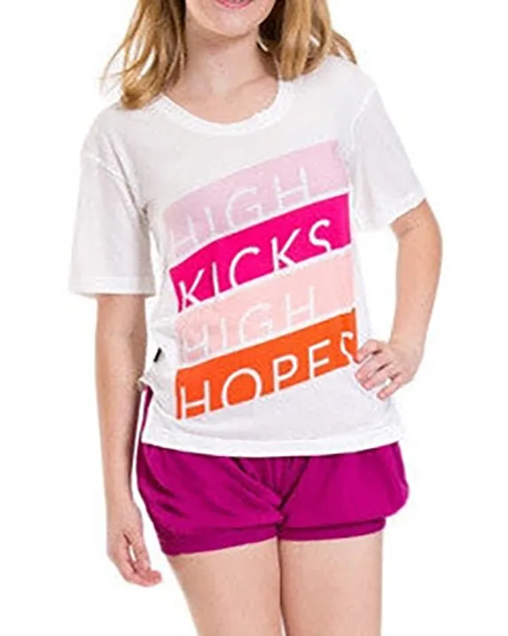 Sugar and Bruno High Kicks High Hopes Oversized T-Shirt - D7453 Womens - White