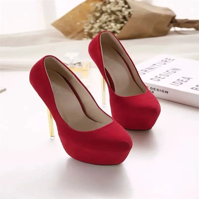 Super High Heel Platform Womens Shoes in Black and Red