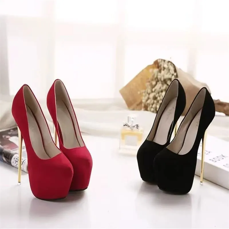 Super High Heel Platform Womens Shoes in Black and Red