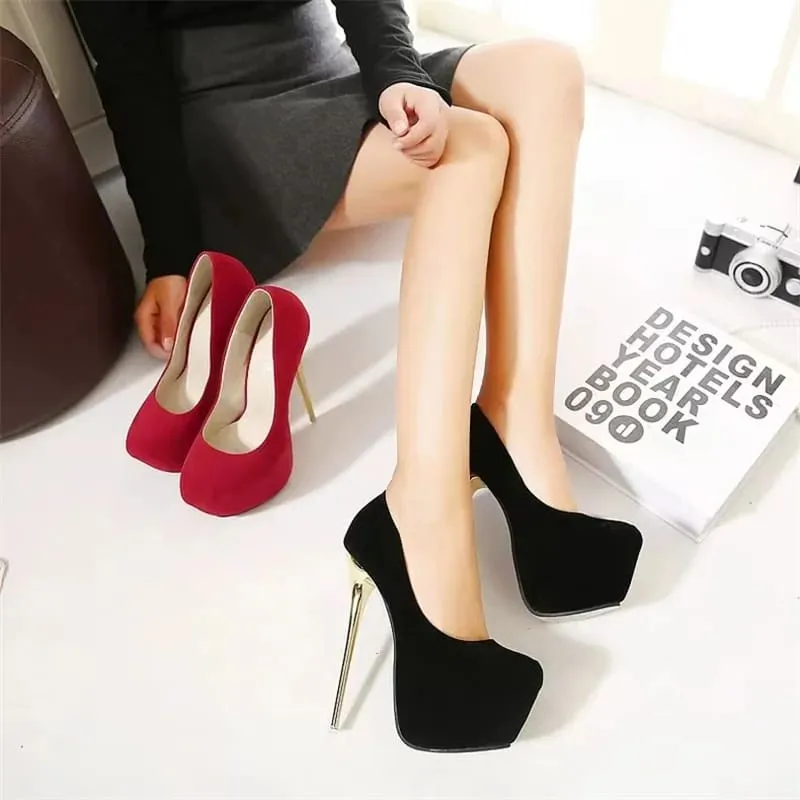 Super High Heel Platform Womens Shoes in Black and Red