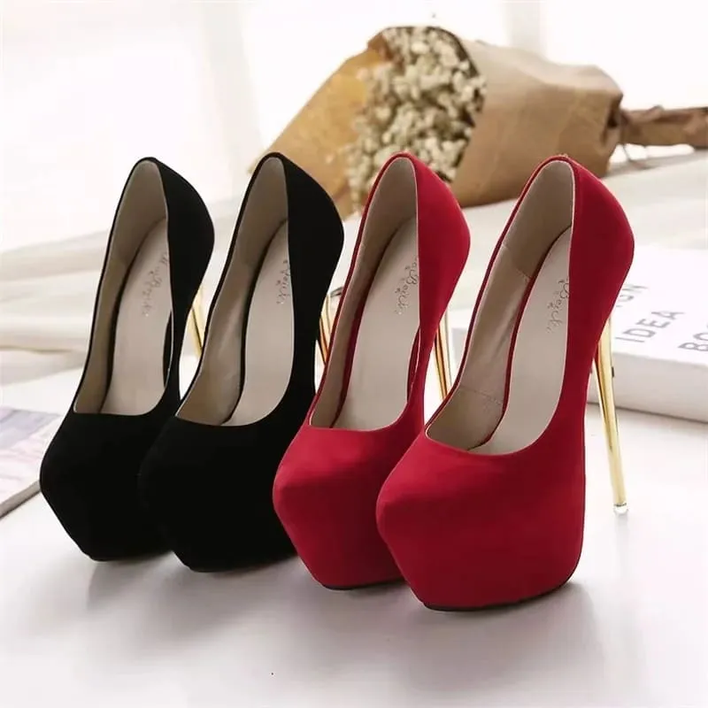 Super High Heel Platform Womens Shoes in Black and Red