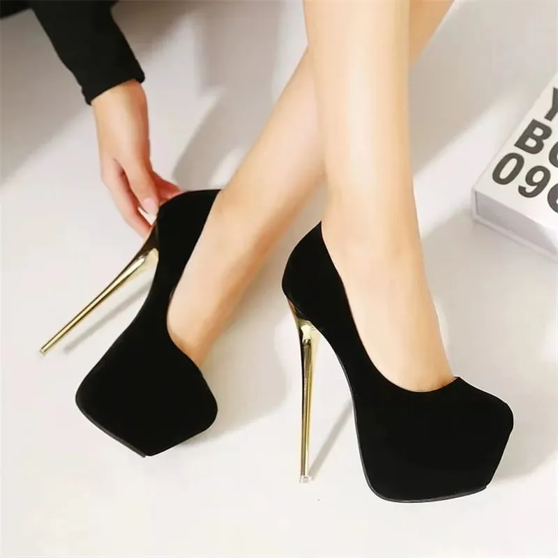 Super High Heel Platform Womens Shoes in Black and Red