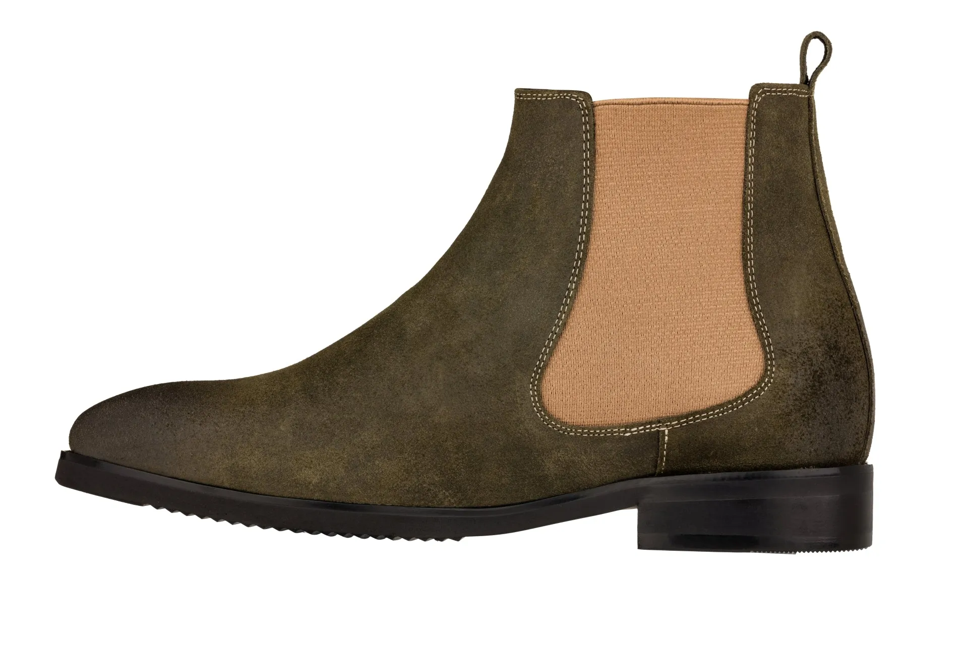 TOTO - K92082 - 3 Inches Taller (Nubuck Army Green) - Chelsea Ankle Boots