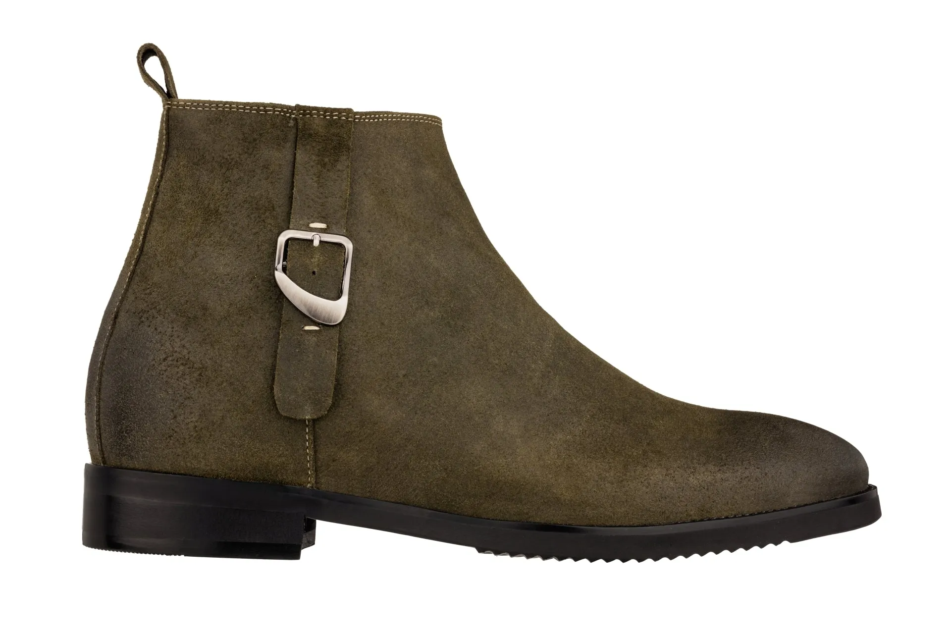 TOTO - K92082 - 3 Inches Taller (Nubuck Army Green) - Chelsea Ankle Boots