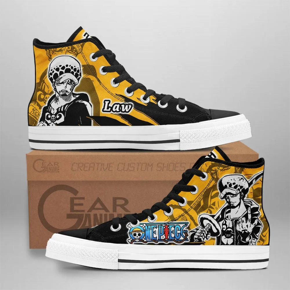 Trafalgar Law High Top Shoes OP Custom Anime Sneakers Mix Manga