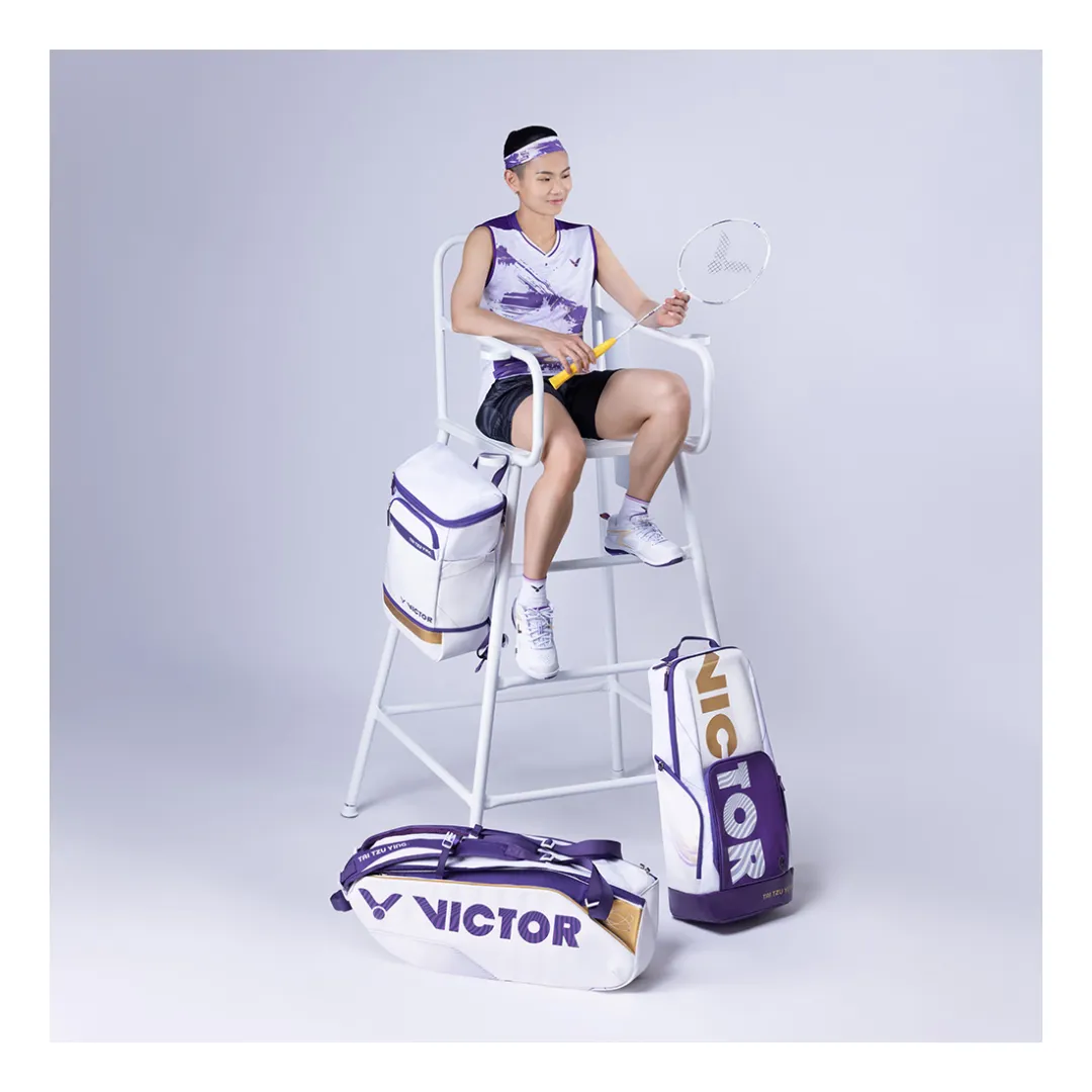 Victor BR9213TTY-AJ 6 Piece Racket Bag [Bright White/Medium Purple]