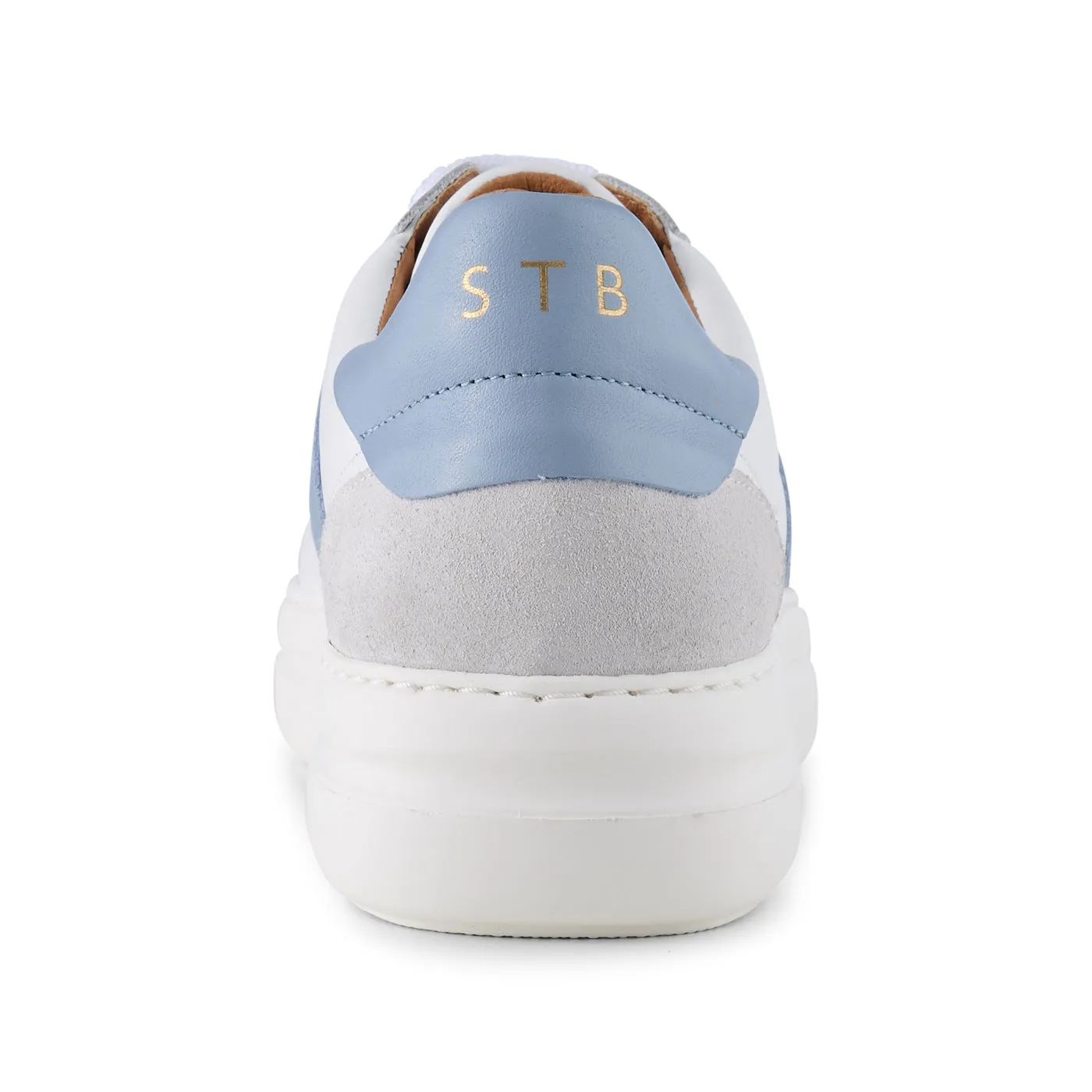 Vinca sneaker leather - WHITE/BLUE