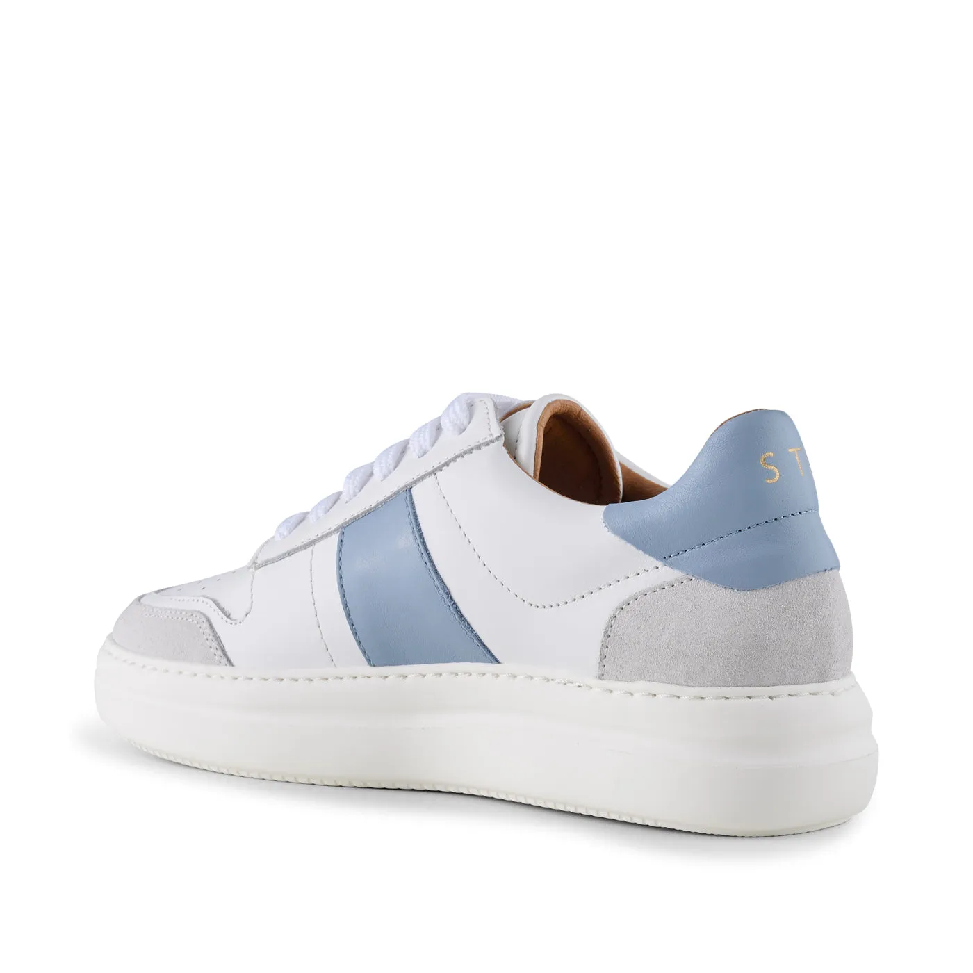 Vinca sneaker leather - WHITE/BLUE