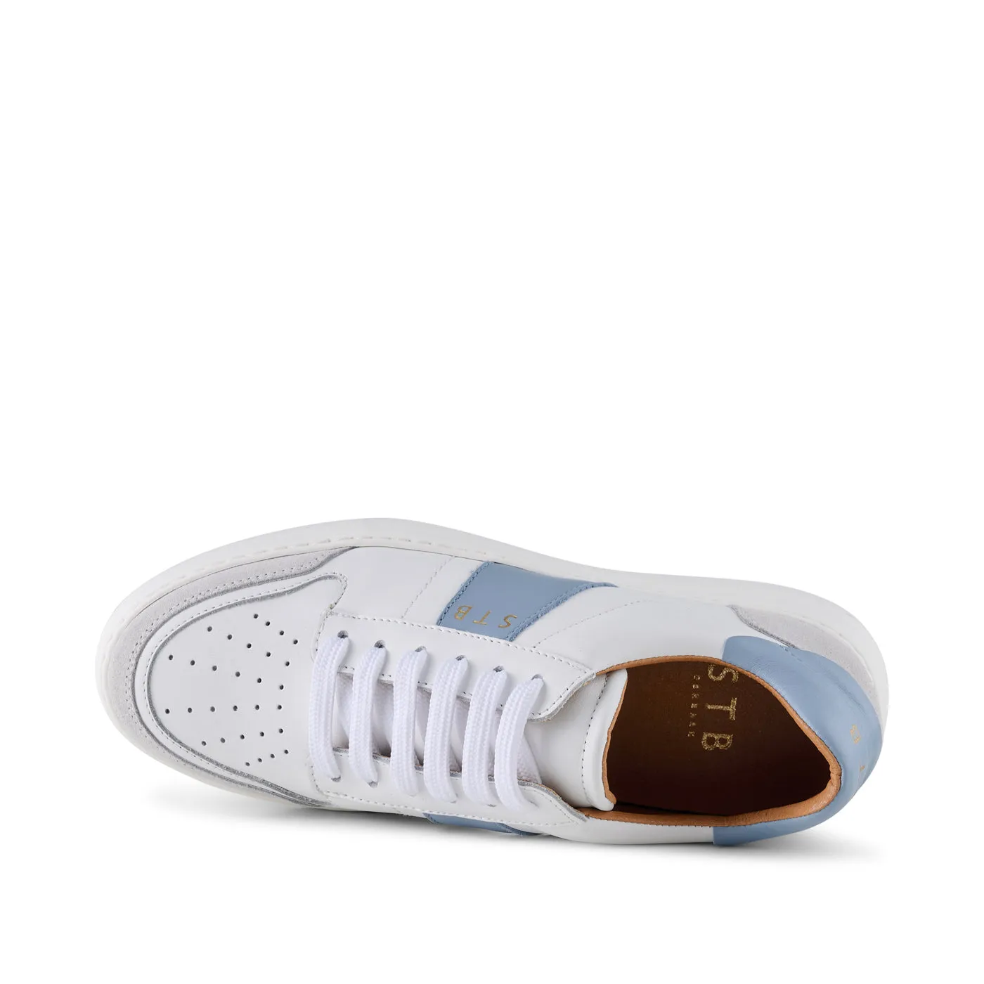 Vinca sneaker leather - WHITE/BLUE