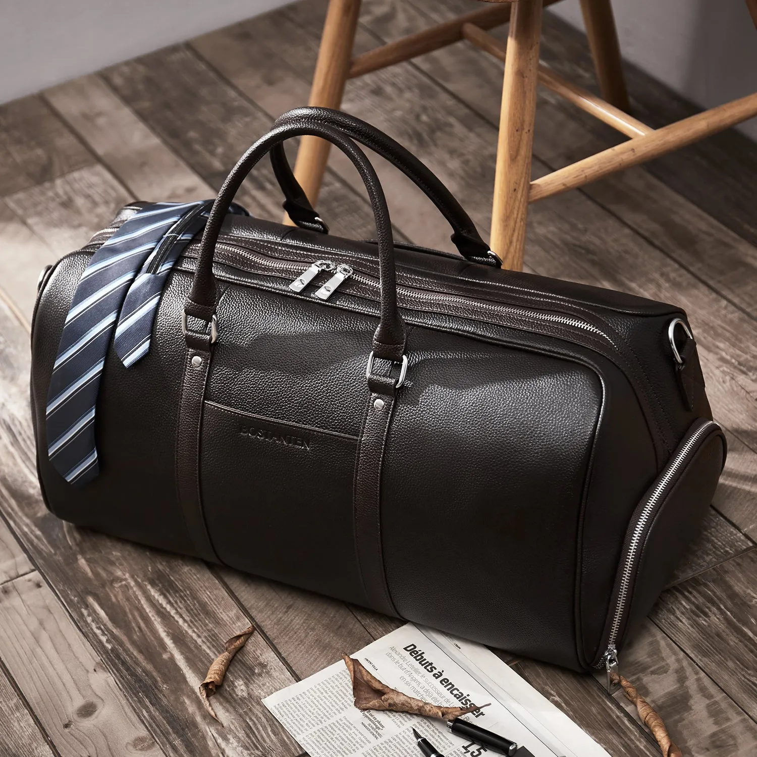 Vixen Oversized Leather Duffle Bag With Shoes Compartment