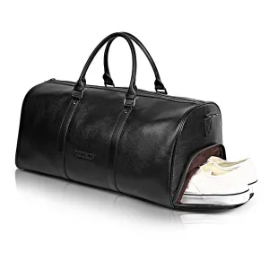 Vixen Oversized Leather Duffle Bag With Shoes Compartment