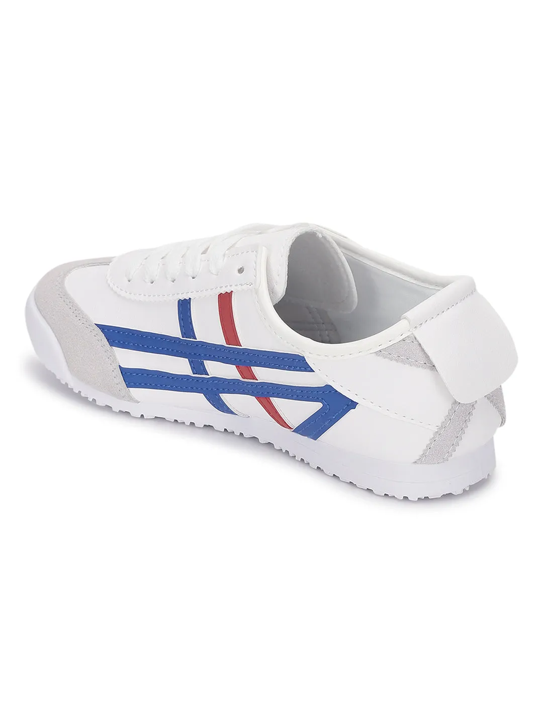 White Navy PU Stylish Lace-Up Sneakers (TC-RS3800-WHTNVY)