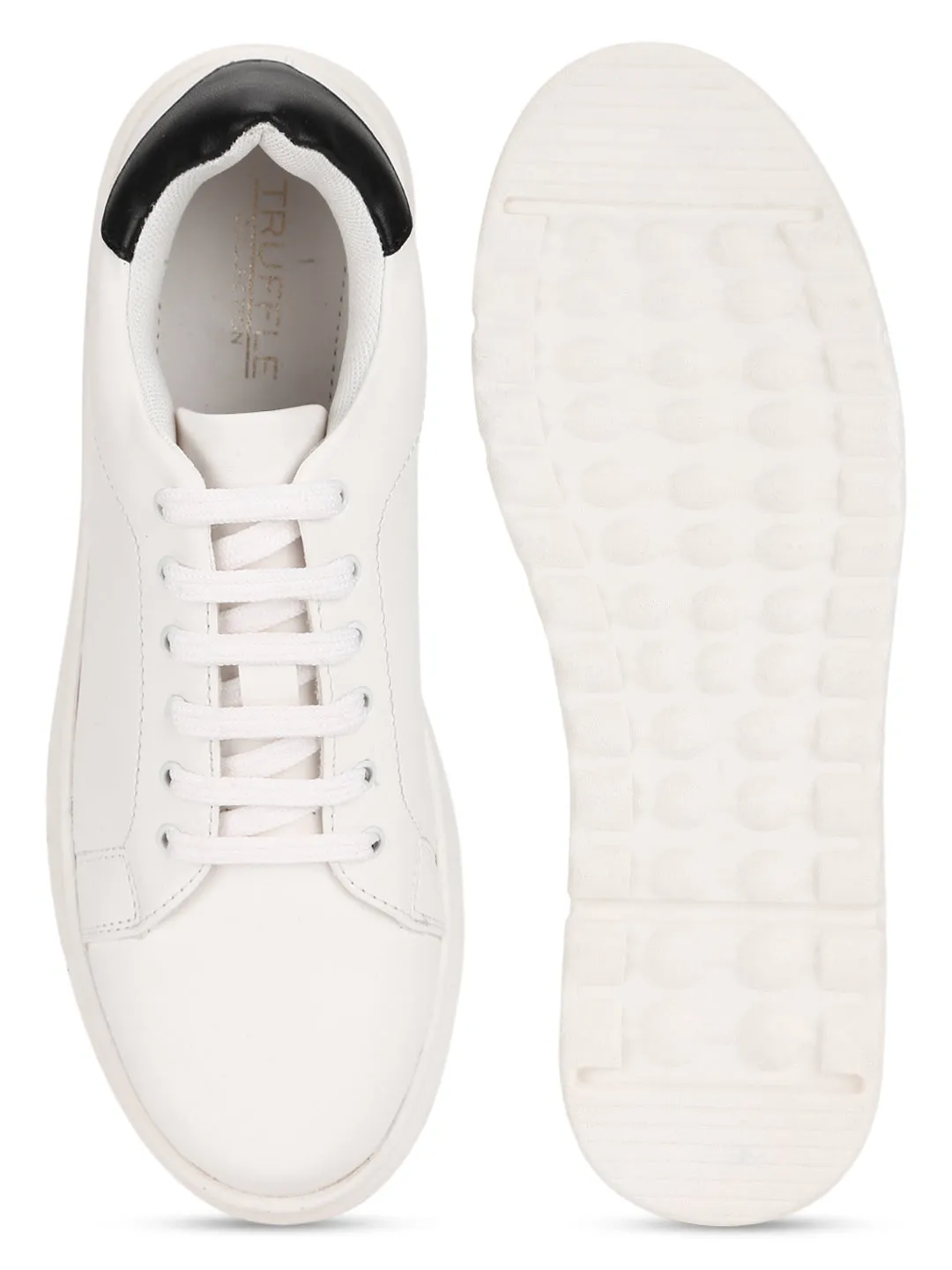 White PU Sneakers With Back Details (TC-ST-1024-WHTBLK)