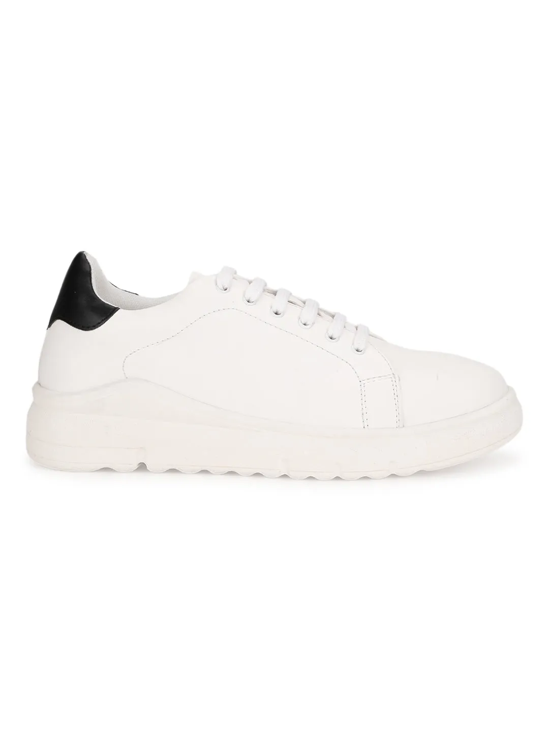 White PU Sneakers With Back Details (TC-ST-1024-WHTBLK)