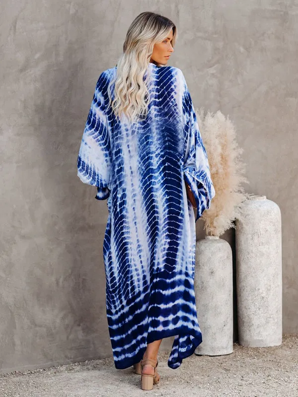 Women's Floor Length Bohemian Beach Cover Up With Tie Belt