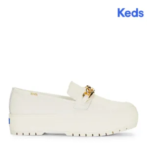 Women's Triple Decker Loafer Lug Chain Applique Sneakers White (WH67637)