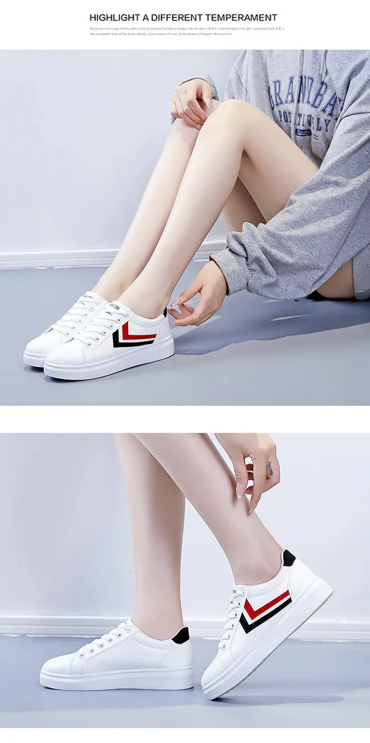 Women's White High Soled Sneaker Fashion Casual Shoes - 6617