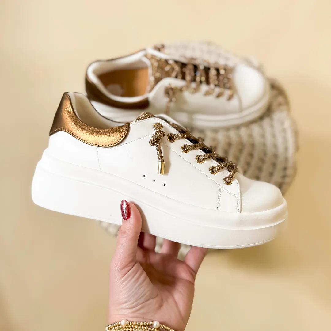 Yellow Box | Earl Rhinestone Sneaker in Bronze